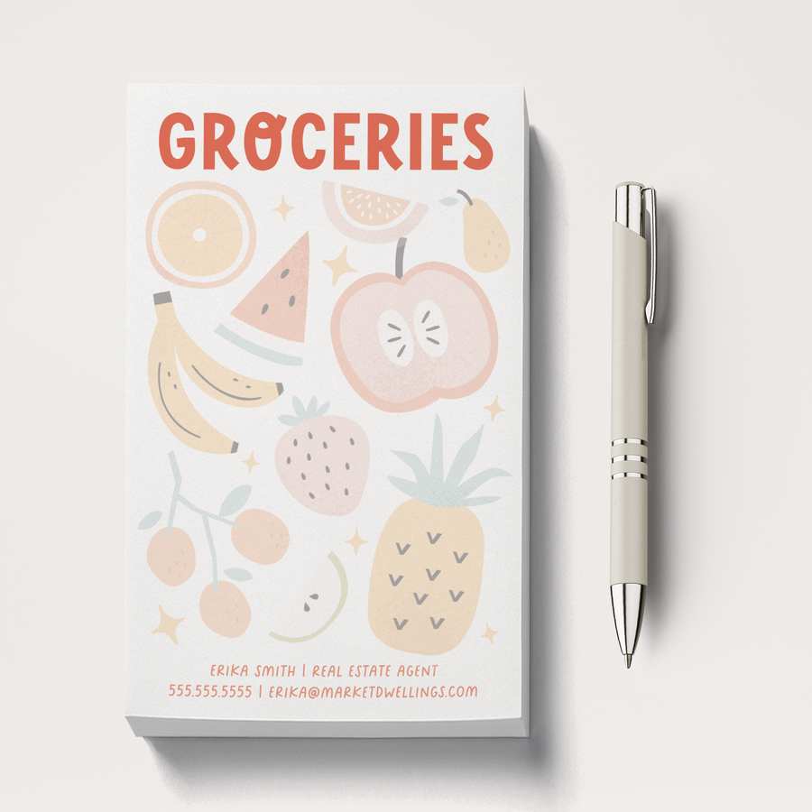 Set of Customizable Groceries Notepads | 5 x 8in | 50 Tear-Off Sheets | 10-SNP Notepad Market Dwellings   