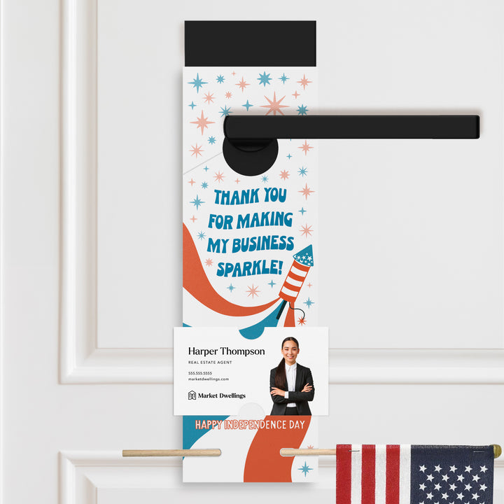 Thank You For Making My Business Sparkle | Flag Holder Door Hangers | 11-DH004 Holiday Door Hanger Market Dwellings
