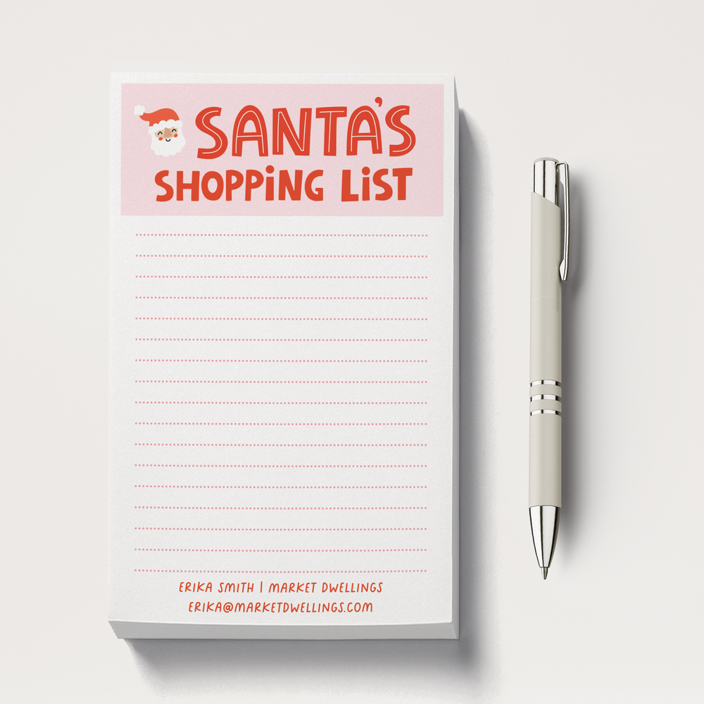 Set of Customizable Santa's Shopping List Notepads | 5 x 8in | 50 Tear-Off Sheets | 11-SNP-AB Notepad Market Dwellings BLUSH 50 Sheets No