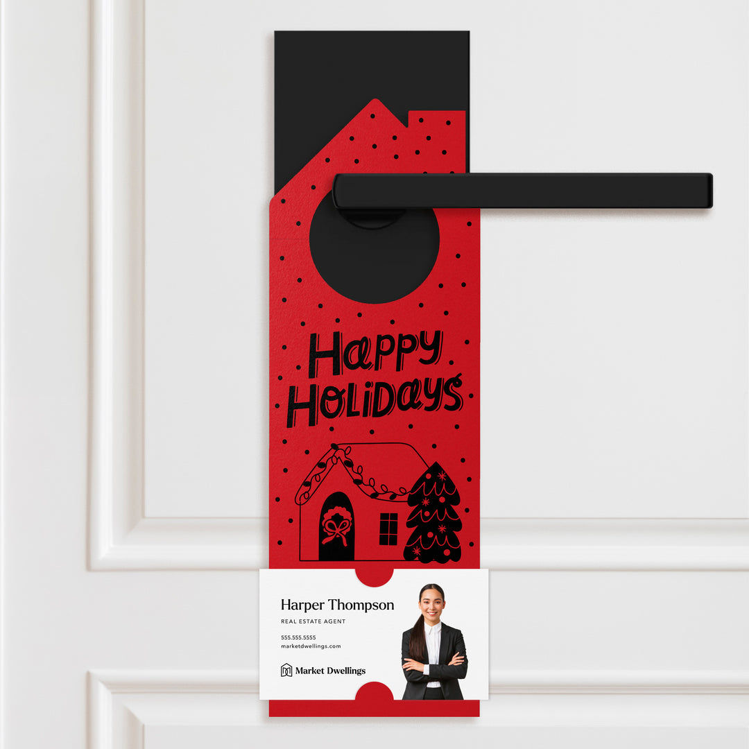 Happy Holidays Door Hangers Holiday Door Hanger Market Dwellings SCARLET