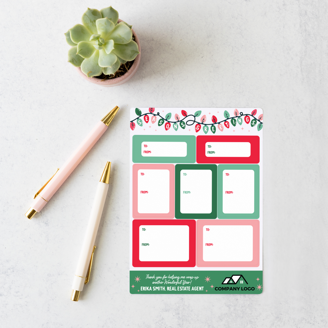 Customizable | Season's Greetings Gift Tag Sticker Sheet | 13-LB2 Stickers Market Dwellings