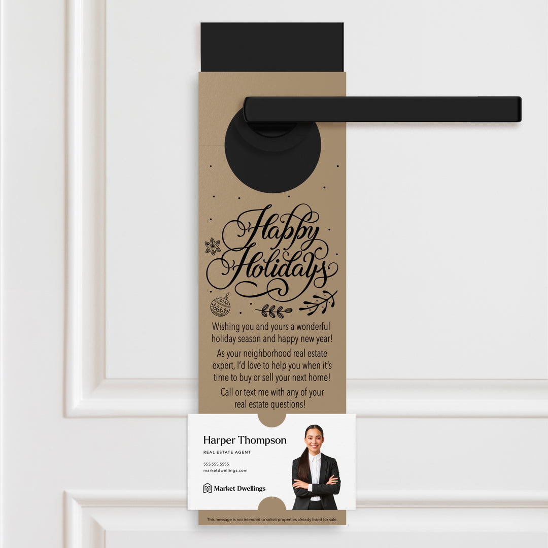 Happy Holidays | Real Estate Neighbor Door Hangers Holiday Door Hanger Market Dwellings KRAFT