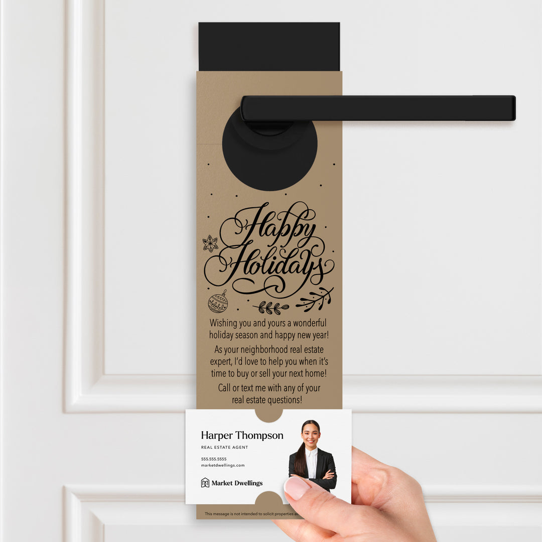 Happy Holidays | Real Estate Neighbor Door Hangers Holiday Door Hanger Market Dwellings