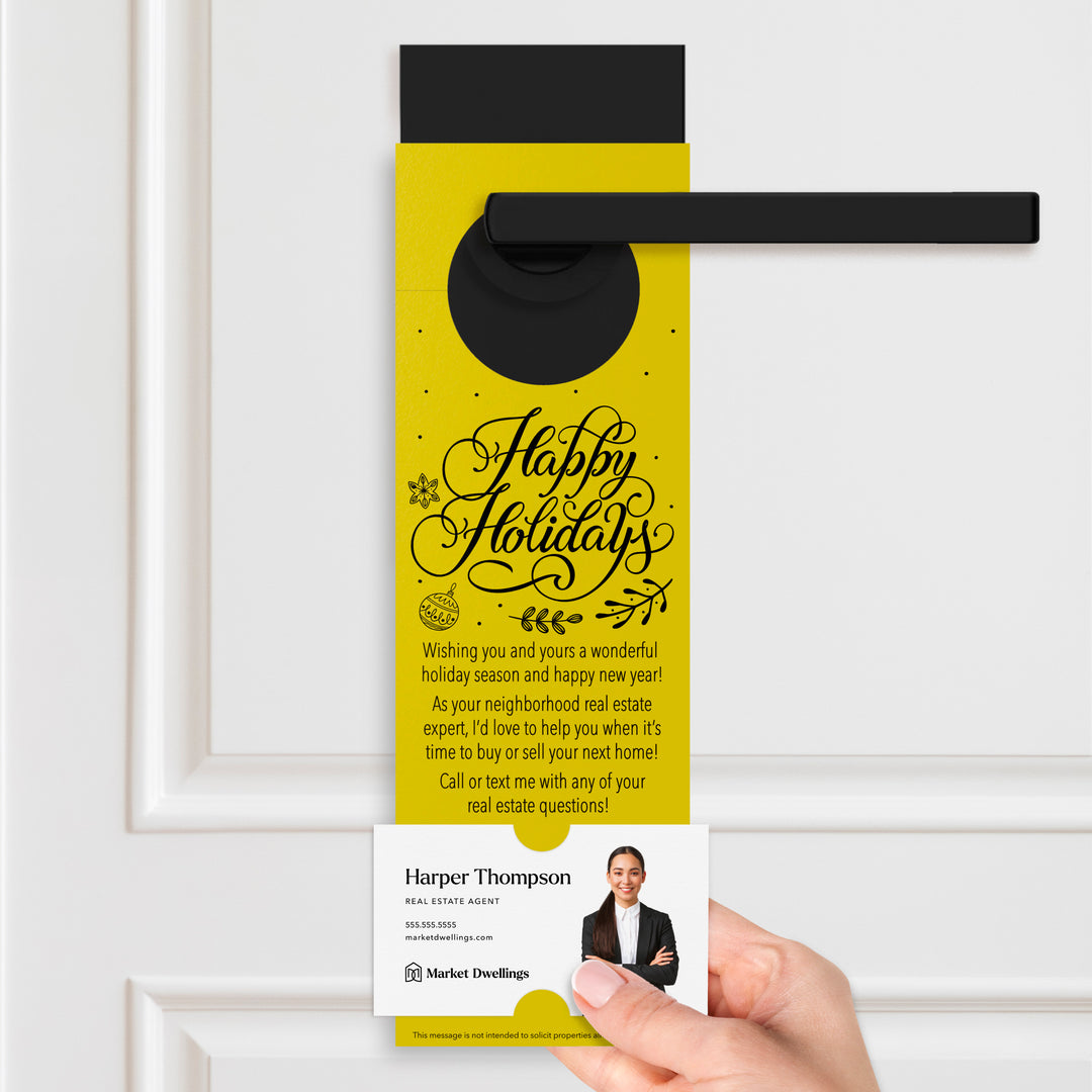 Happy Holidays | Real Estate Neighbor Door Hangers Holiday Door Hanger Market Dwellings