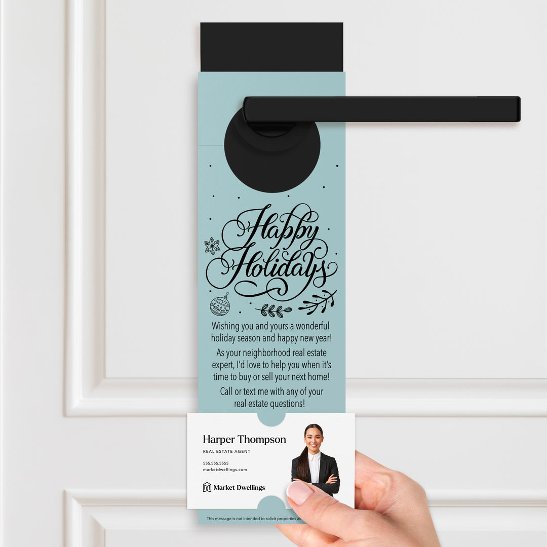 Happy Holidays | Real Estate Neighbor Door Hangers Holiday Door Hanger Market Dwellings