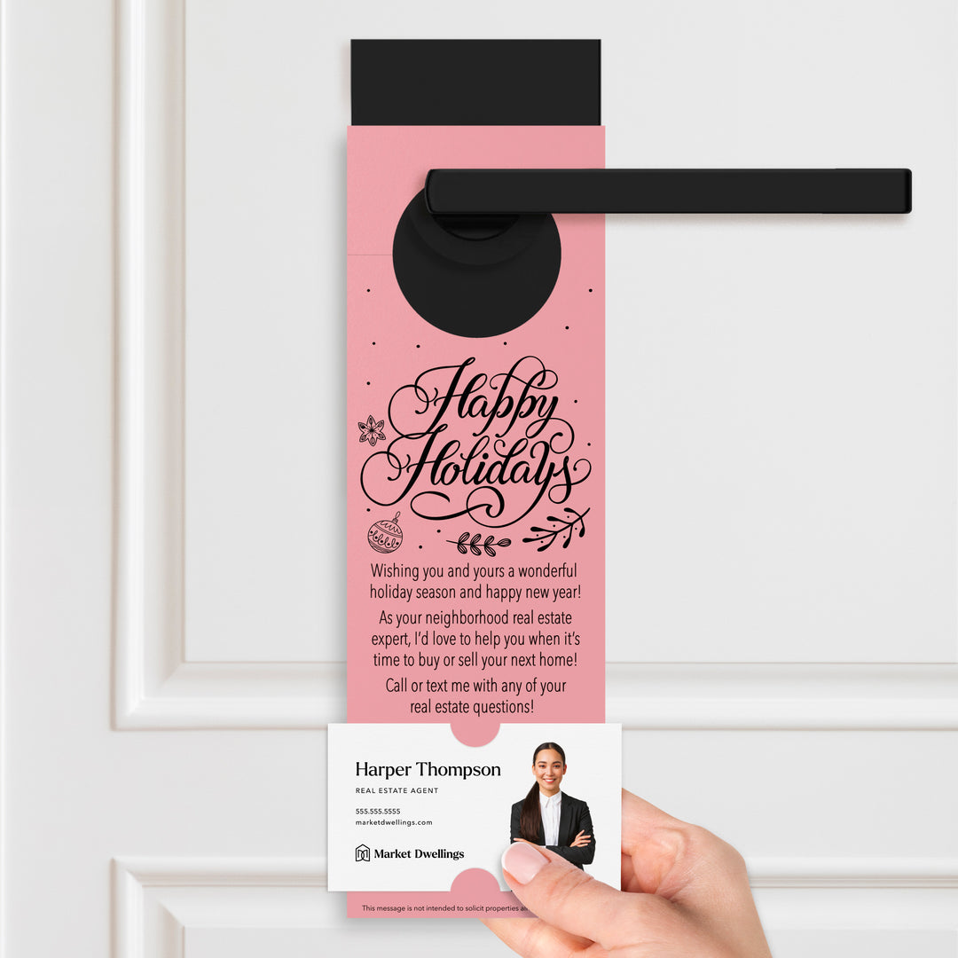 Happy Holidays | Real Estate Neighbor Door Hangers Holiday Door Hanger Market Dwellings