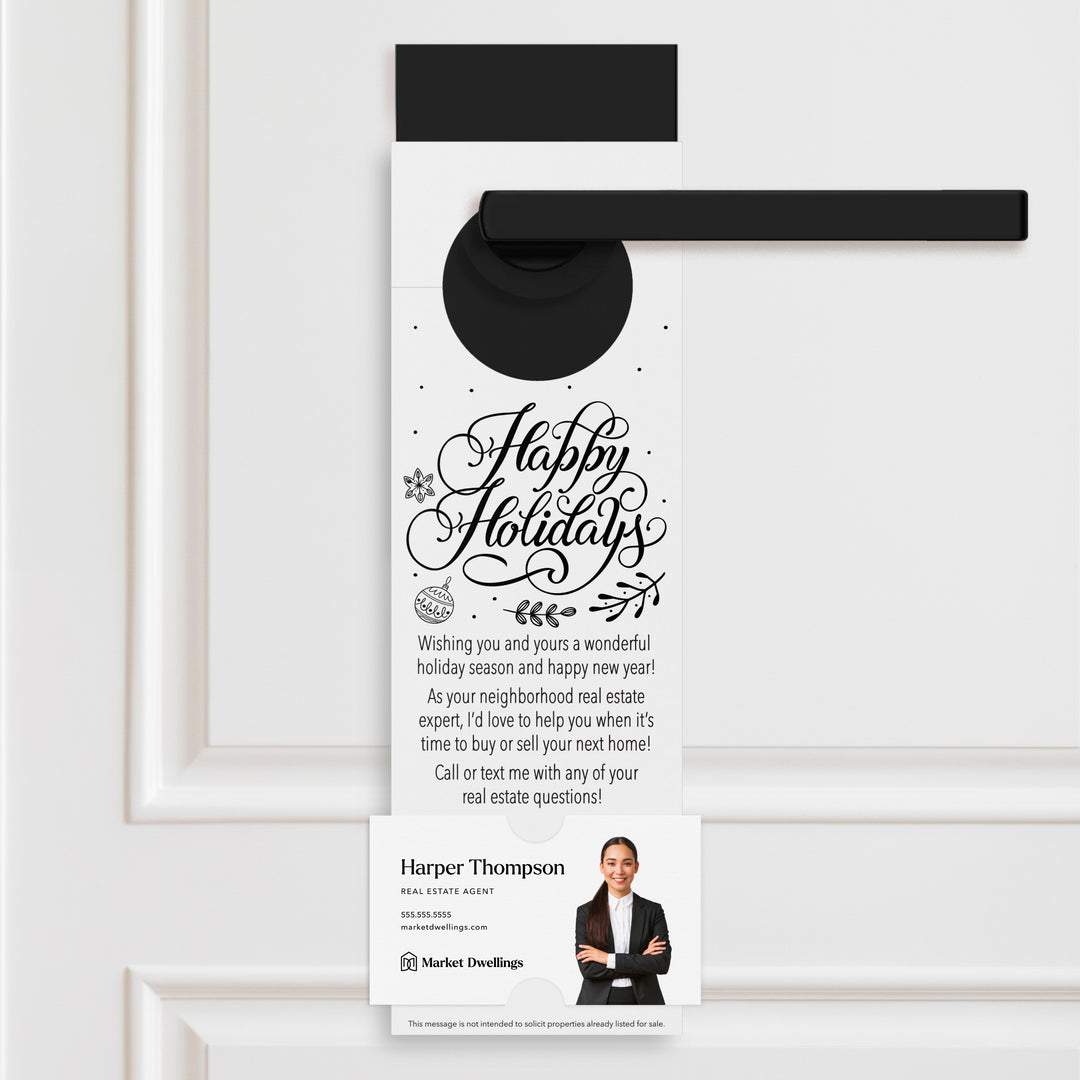 Happy Holidays | Real Estate Neighbor Door Hangers Holiday Door Hanger Market Dwellings WHITE