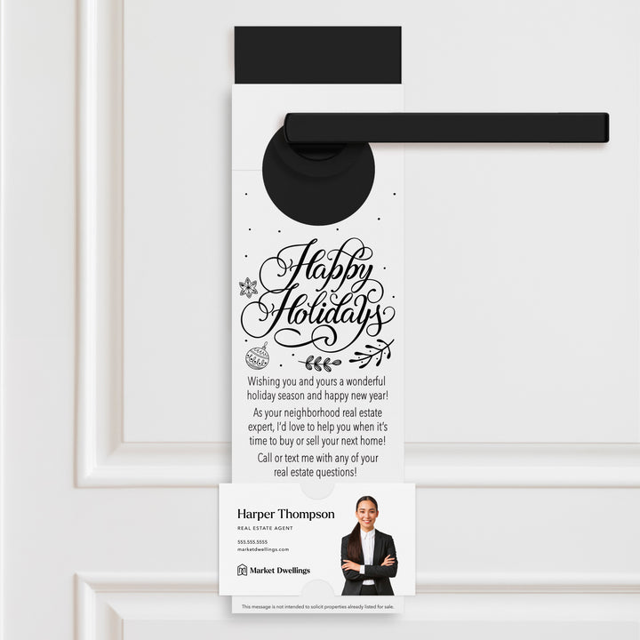 Happy Holidays | Real Estate Neighbor Door Hangers Holiday Door Hanger Market Dwellings WHITE