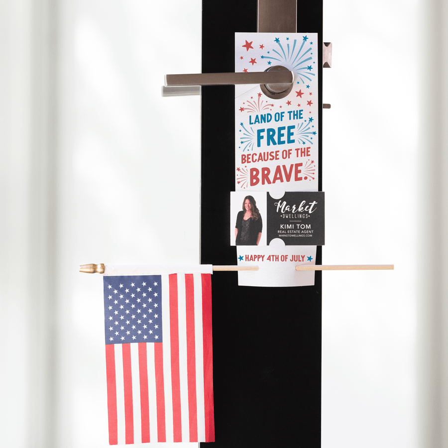 Land Of The Free Because Of The Brave. | Flag Holder Door Hangers | 15-DH004-AB Door Hanger Market Dwellings   