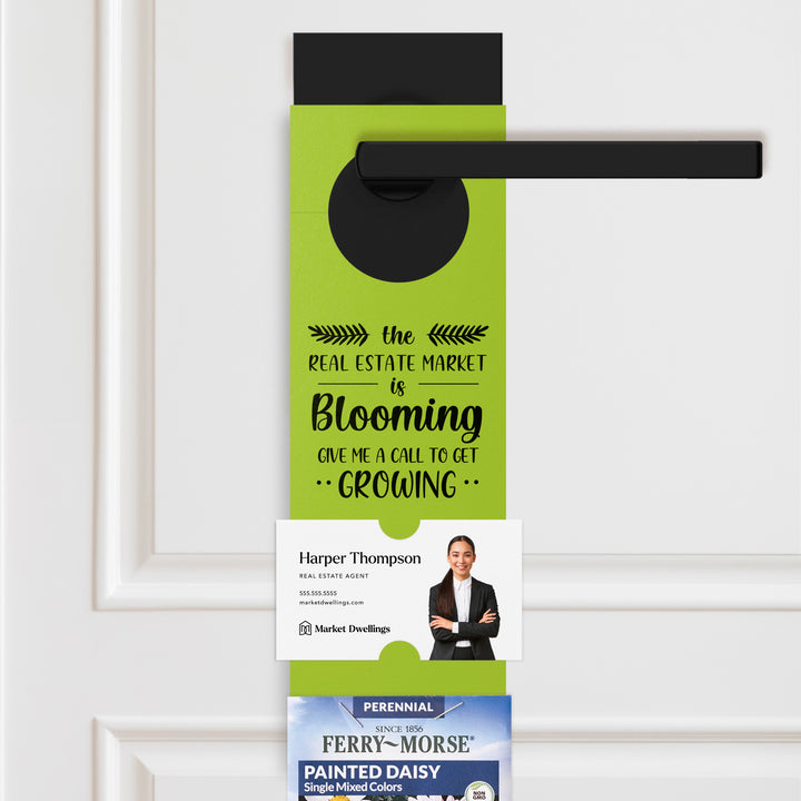 The Real Estate Market is Blooming | Seed Packet Door Hangers Season Door Hanger Market Dwellings GREEN APPLE