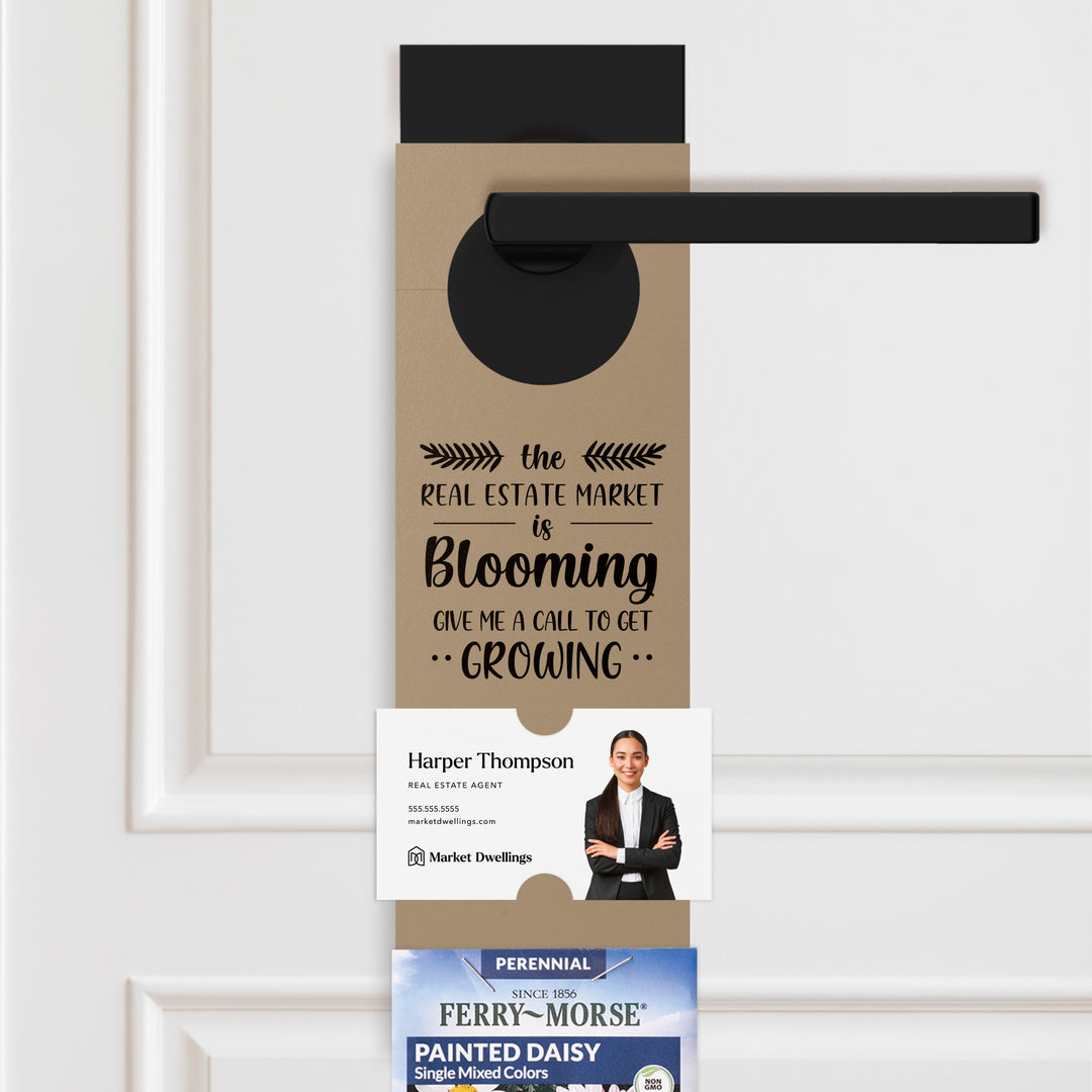 The Real Estate Market is Blooming | Seed Packet Door Hangers Season Door Hanger Market Dwellings KRAFT
