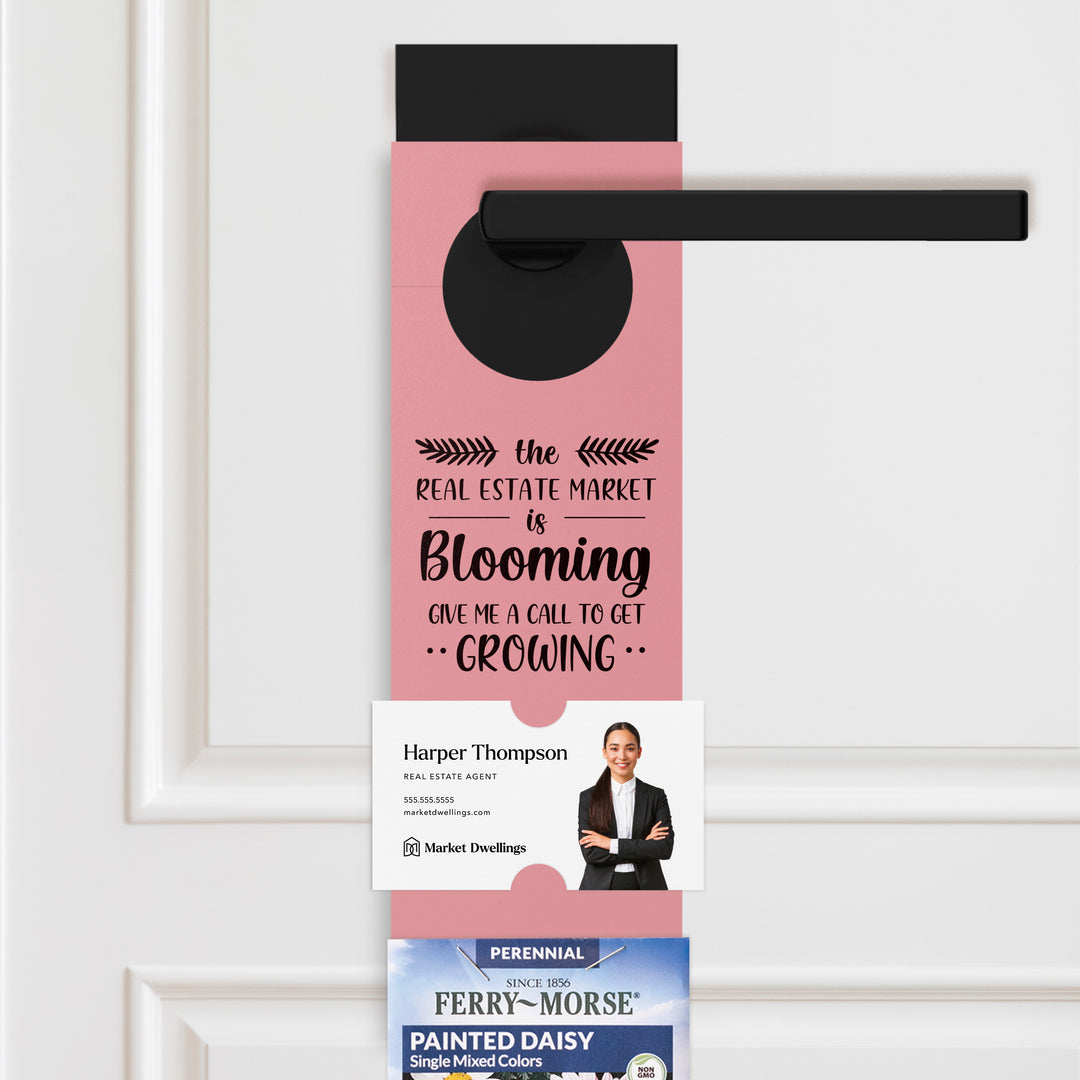 The Real Estate Market is Blooming | Seed Packet Door Hangers Season Door Hanger Market Dwellings LIGHT PINK