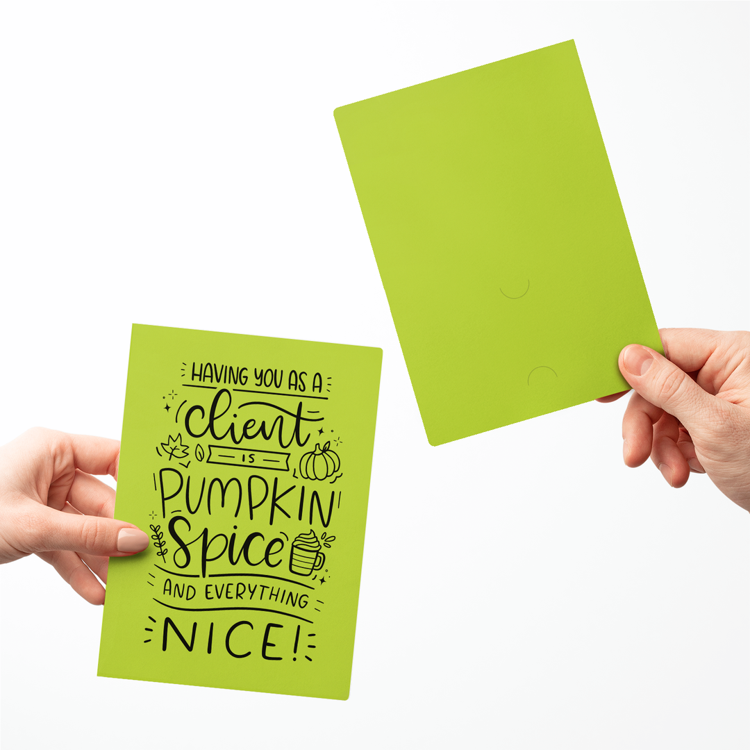 Set of Having You as a Client is Pumpkin Spice and Everything Nice Greeting Cards | Envelopes Included Greeting Card Market Dwellings