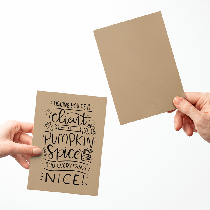 Set of Having You as a Client is Pumpkin Spice and Everything Nice Greeting Cards | Envelopes Included Greeting Card Market Dwellings
