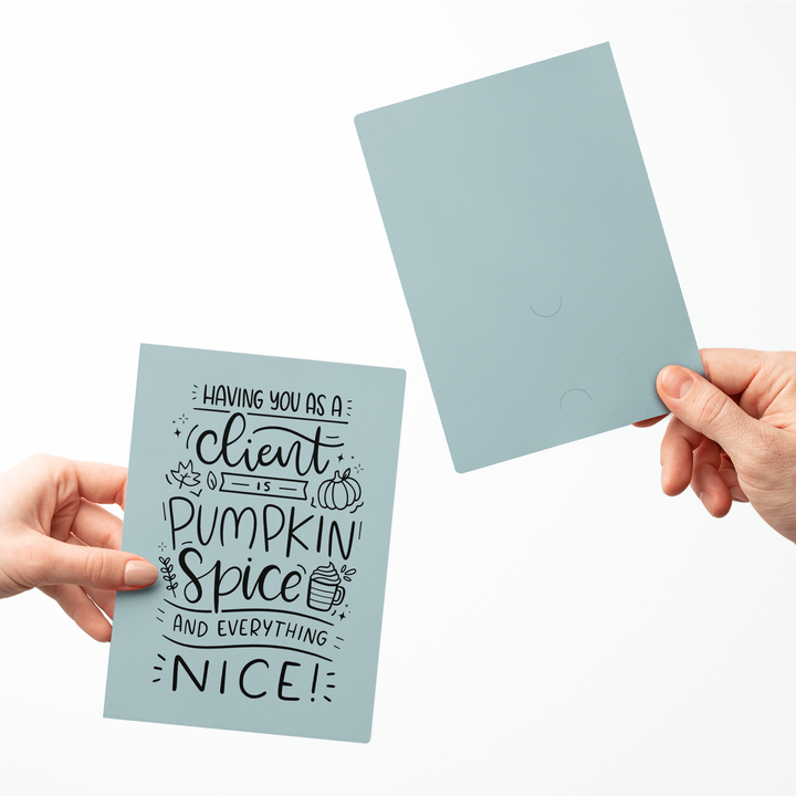 Set of Having You as a Client is Pumpkin Spice and Everything Nice Greeting Cards | Envelopes Included Greeting Card Market Dwellings