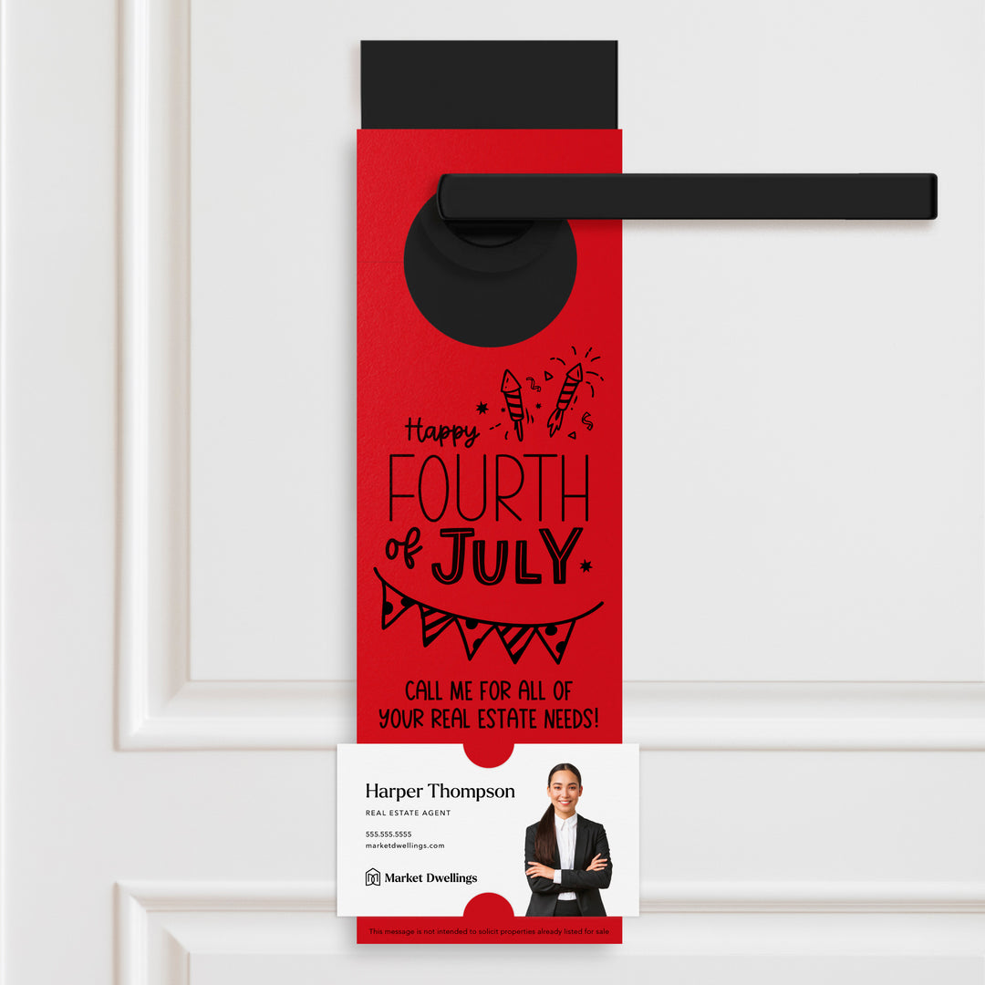 Happy Fourth of July | Real Estate Door Hangers Holiday Door Hanger Market Dwellings SCARLET