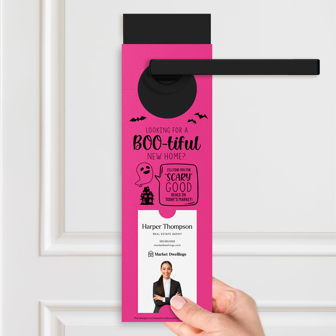 Vertical | Looking For A BOO-tiful New Home? | Halloween Door Hangers | 18-DH005 Holiday Door Hanger Market Dwellings