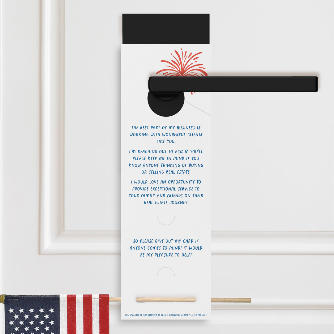 Your Referrals Really Make My Business Sparkle | Flag Holder Door Hangers | 20-DH004 Holiday Door Hanger Market Dwellings
