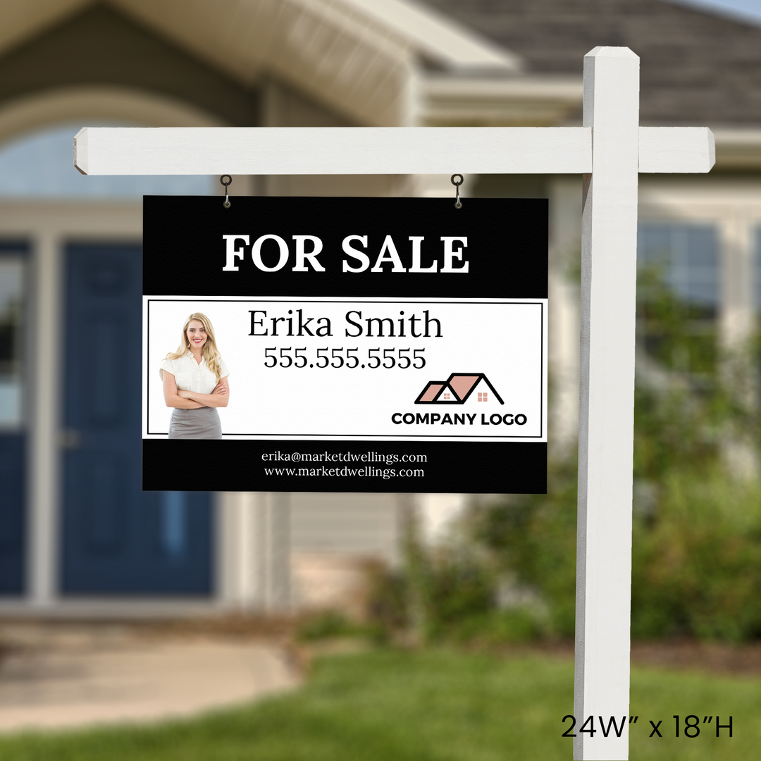 Customizable | For Sale Real Estate Sign | DSP-10 Sign Panel Market Dwellings 24in W x 18in H PVC None