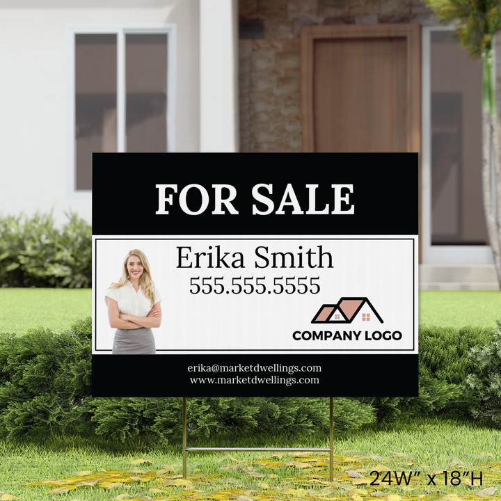 Customizable | For Sale Real Estate Sign | DSP-10 Sign Panel Market Dwellings 24in W x 18in H Corrugated Plastic None