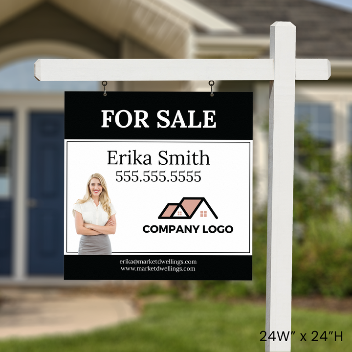 Customizable | For Sale Real Estate Sign | DSP-10 Sign Panel Market Dwellings 24in W x 24in H PVC None