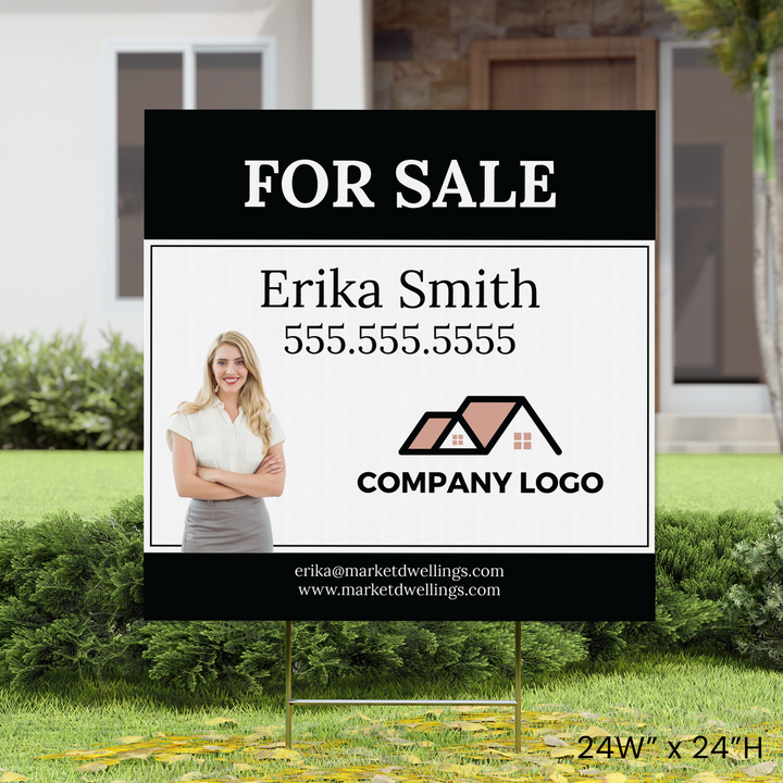 Customizable | For Sale Real Estate Sign | DSP-10 Sign Panel Market Dwellings 24in W x 24in H Corrugated Plastic None
