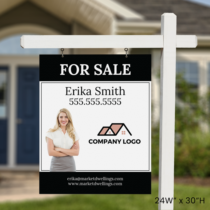 Customizable | For Sale Real Estate Sign | DSP-10 Sign Panel Market Dwellings 24in W x 30in H PVC None
