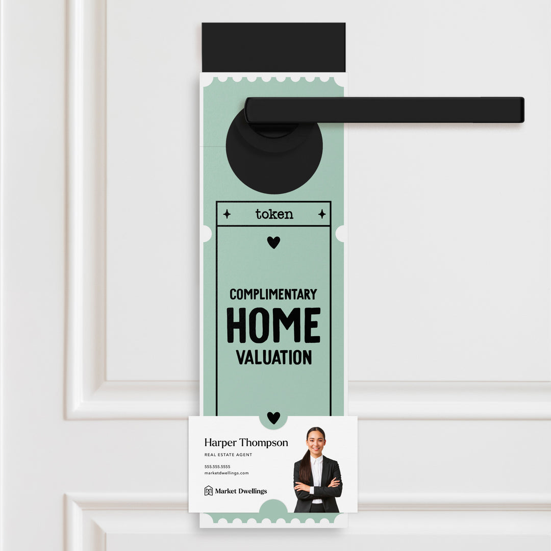 Complimentary Home Valuation Token | Valentine's Day Door Hangers Holiday Door Hanger Market Dwellings JADE