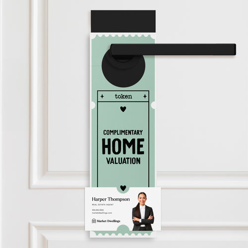 Complimentary Home Valuation Token | Valentine's Day Door Hangers Holiday Door Hanger Market Dwellings JADE 10