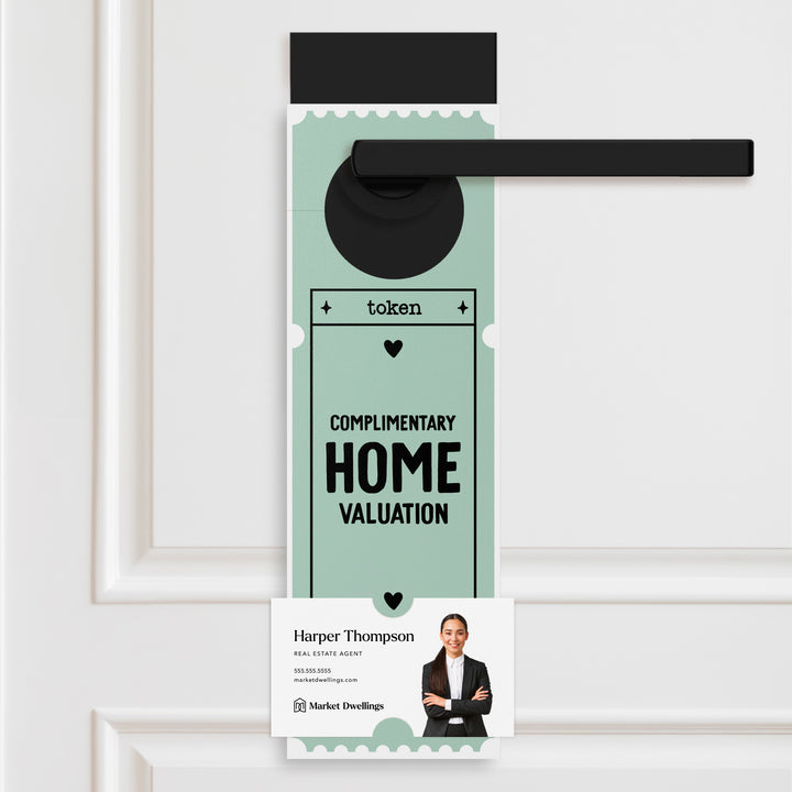 Complimentary Home Valuation Token | Valentine's Day Door Hangers Holiday Door Hanger Market Dwellings JADE