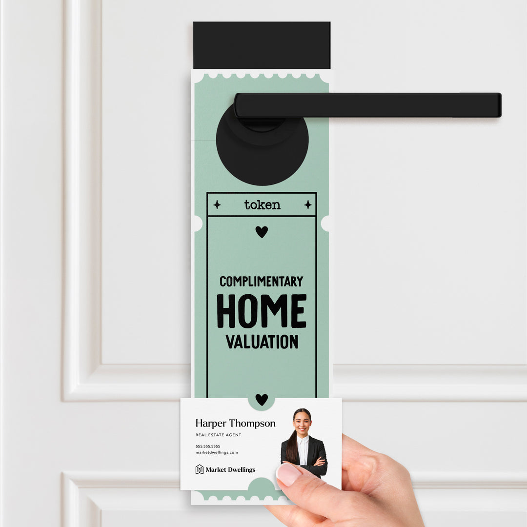 Complimentary Home Valuation Token | Valentine's Day Door Hangers Holiday Door Hanger Market Dwellings