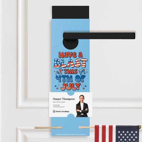 Have A Blast This 4th Of July | 4th Of July Door Hangers Holiday Door Hanger Market Dwellings BRIGHT BLUE YES: Include Flags 10