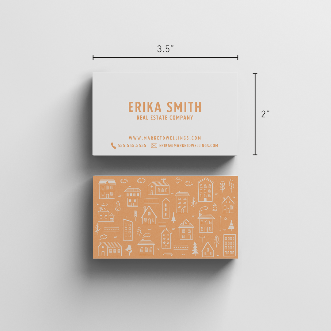 Light Line | Real Estate Business Cards | BC-07-AB Business Cards Market Dwellings TANGERINE Square