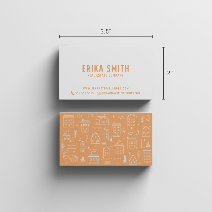 Light Line | Real Estate Business Cards | BC-07-AB Business Cards Market Dwellings TANGERINE Square