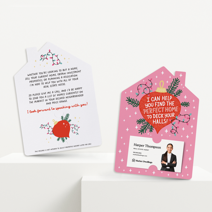 Set of I Can Help You Find The Perfect Home To Deck Your Halls! | Christmas Mailers | Envelopes Included | M98-M001 Mailer Market Dwellings