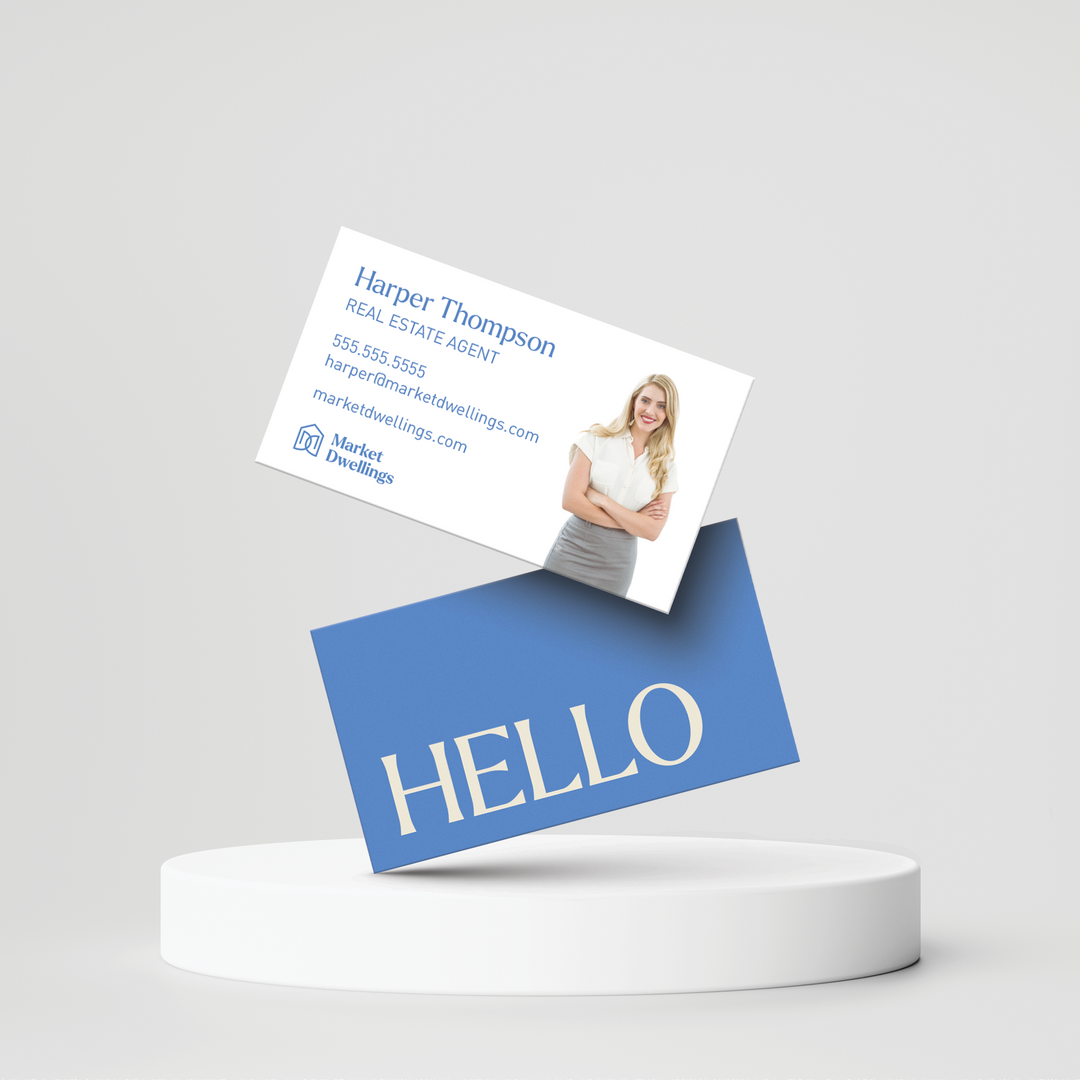 Hello | Business Cards | BC-10-AB Business Cards Market Dwellings COOL BLUE Square