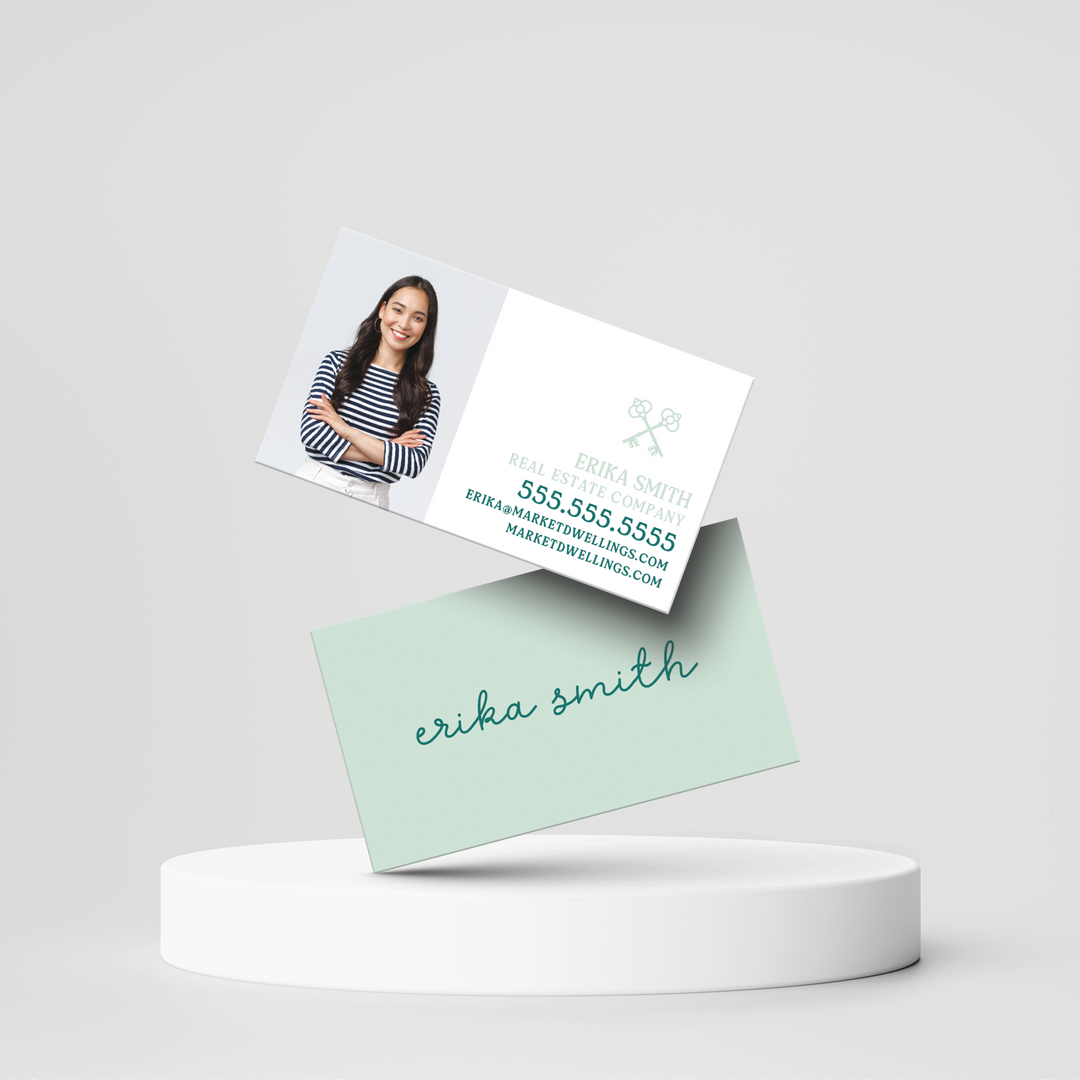 Simple Style | Business Cards | BC-05-AB Business Cards Market Dwellings SEAFOAM Square