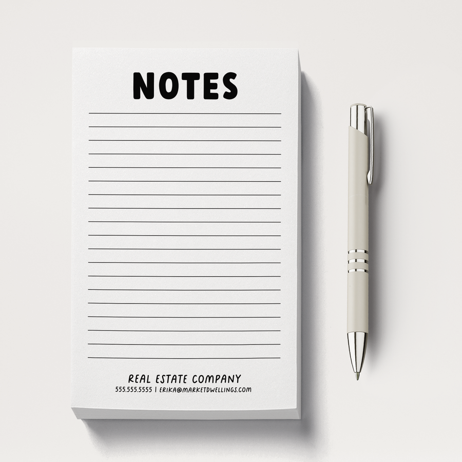 Set of Customizable Notepads | 5 x 8in | 50 Tear-Off Sheets | 3-SNP Notepad Market Dwellings   