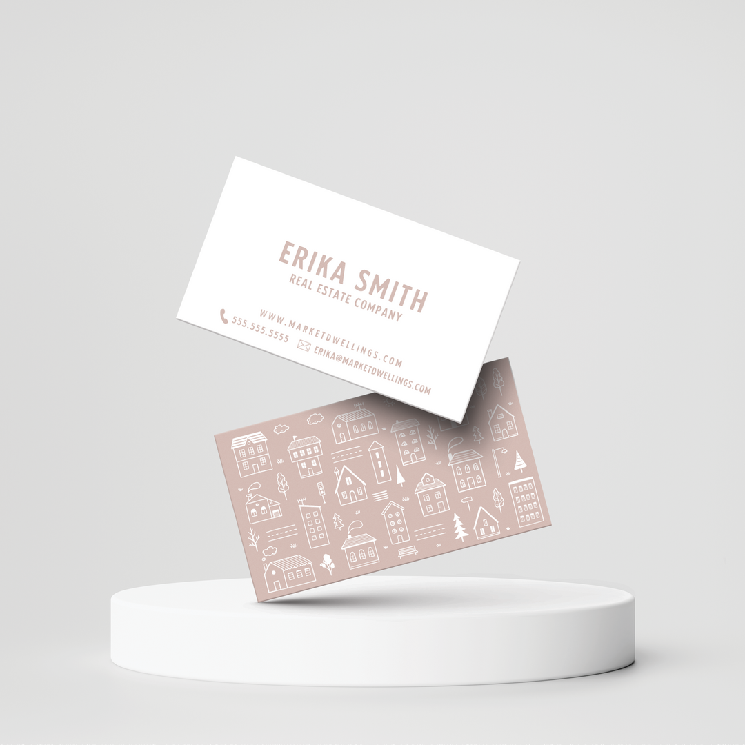 Light Line | Real Estate Business Cards | BC-07-AB Business Cards Market Dwellings OLD ROSE Square