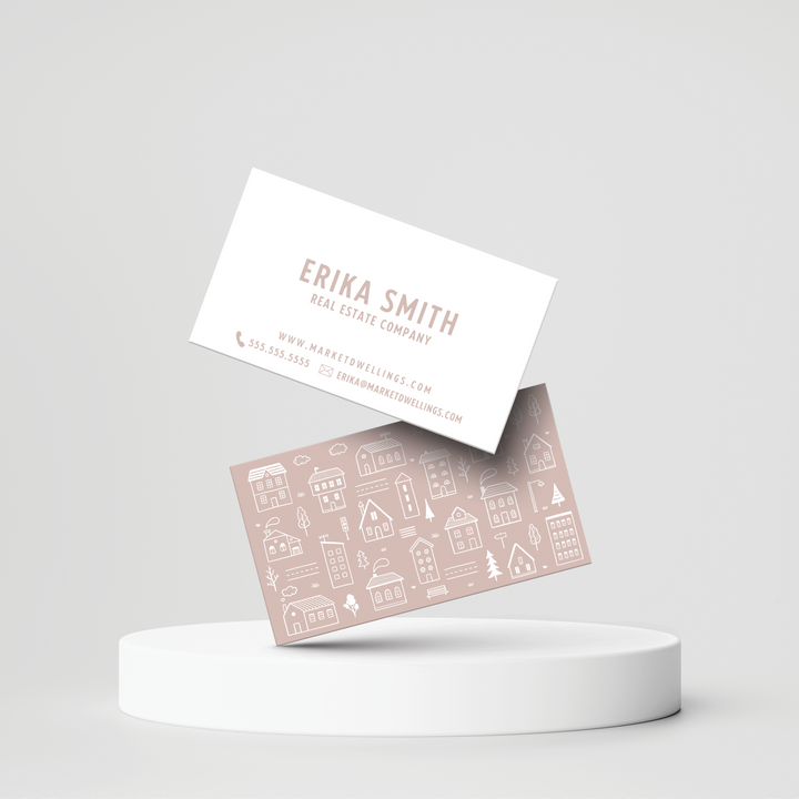 Light Line | Real Estate Business Cards | BC-07-AB Business Cards Market Dwellings OLD ROSE Square