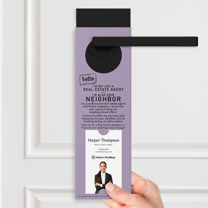 Vertical | Hello I'm not just a Real Estate Agent | Door Hangers | 4-DH005 Door Hanger Market Dwellings