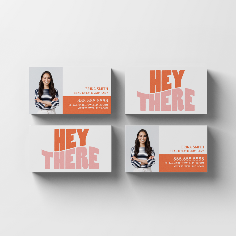 Hey There | Business Cards | BC-09-AB Business Cards Market Dwellings SUNRISE ORANGE Square