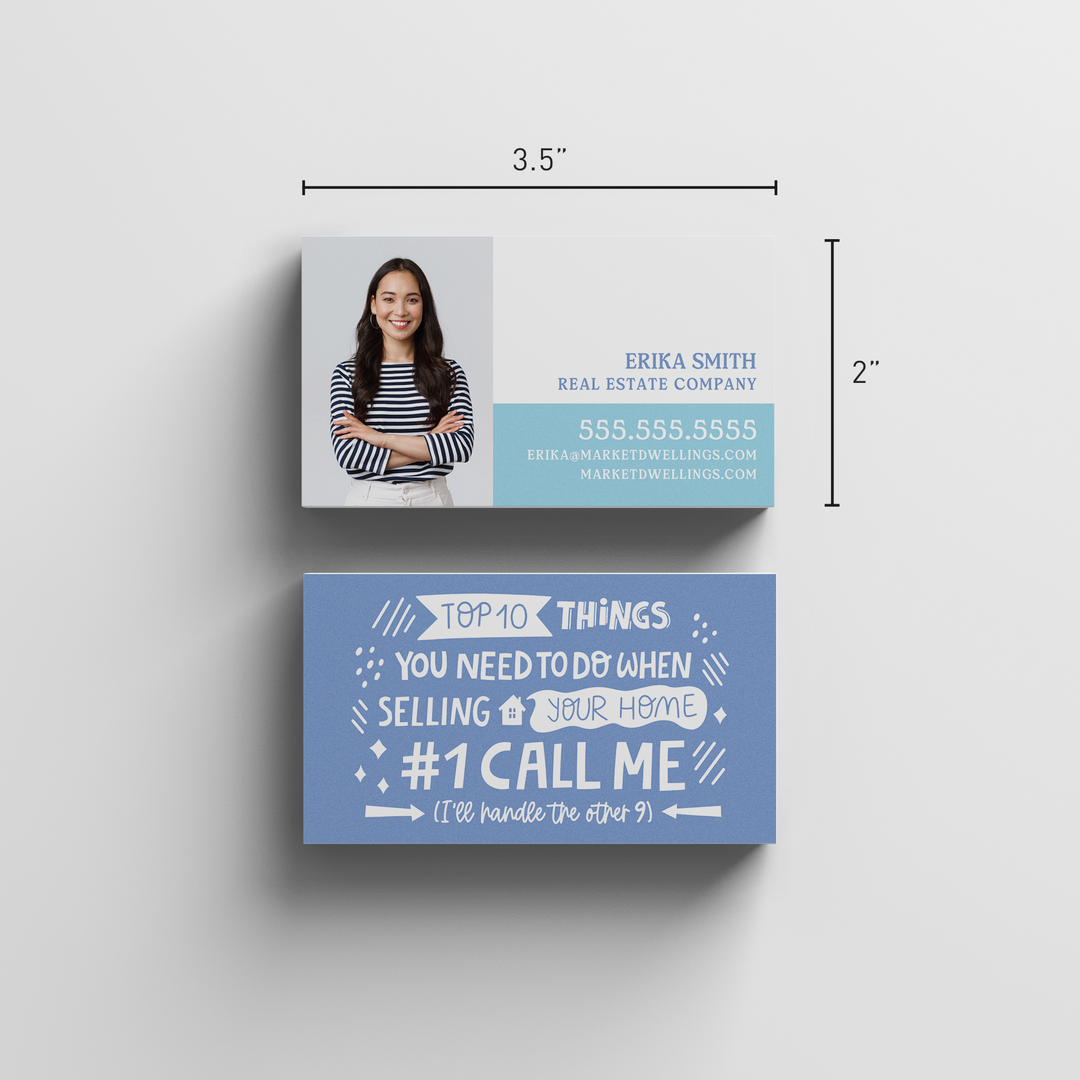 Top 10 Things You Need To Do When Selling Your Home | Real Estate Business Cards | BC-06-AB Business Cards Market Dwellings