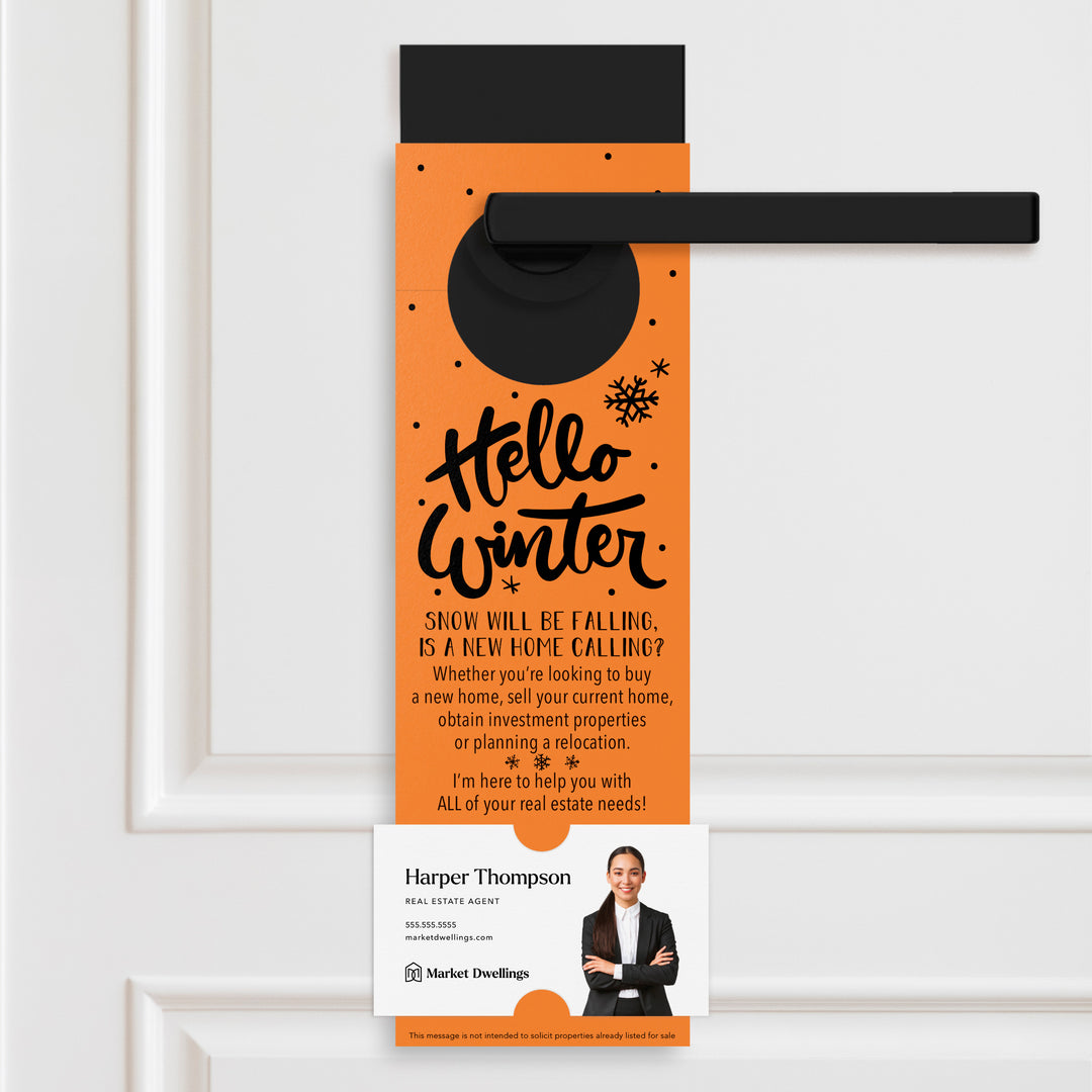 Hello Winter | Real Estate Door Hangers Holiday Door Hanger Market Dwellings CARROT