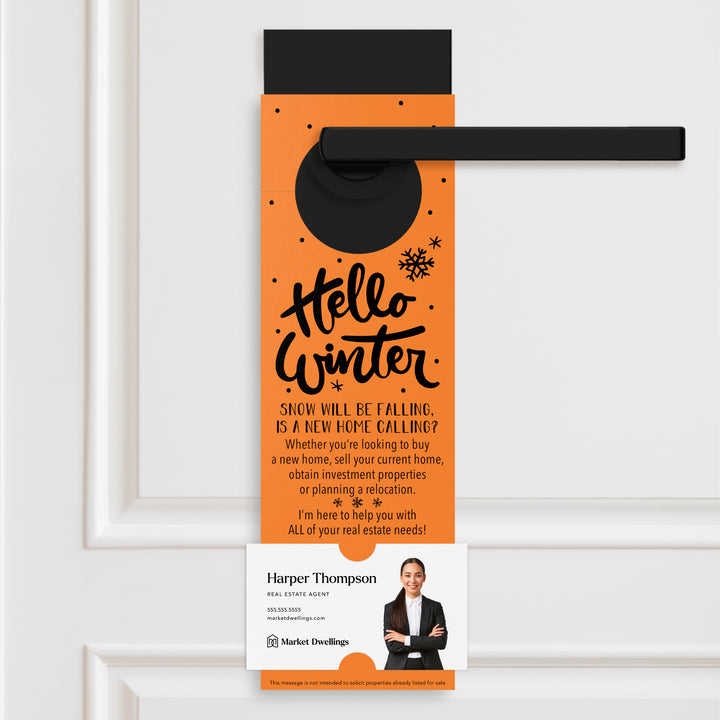 Hello Winter | Real Estate Door Hangers Holiday Door Hanger Market Dwellings CARROT