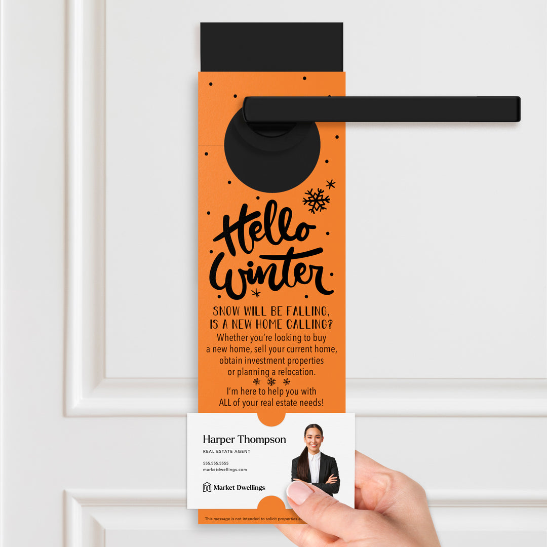 Hello Winter | Real Estate Door Hangers Holiday Door Hanger Market Dwellings