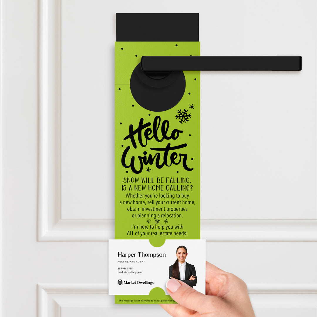 Hello Winter | Real Estate Door Hangers Holiday Door Hanger Market Dwellings