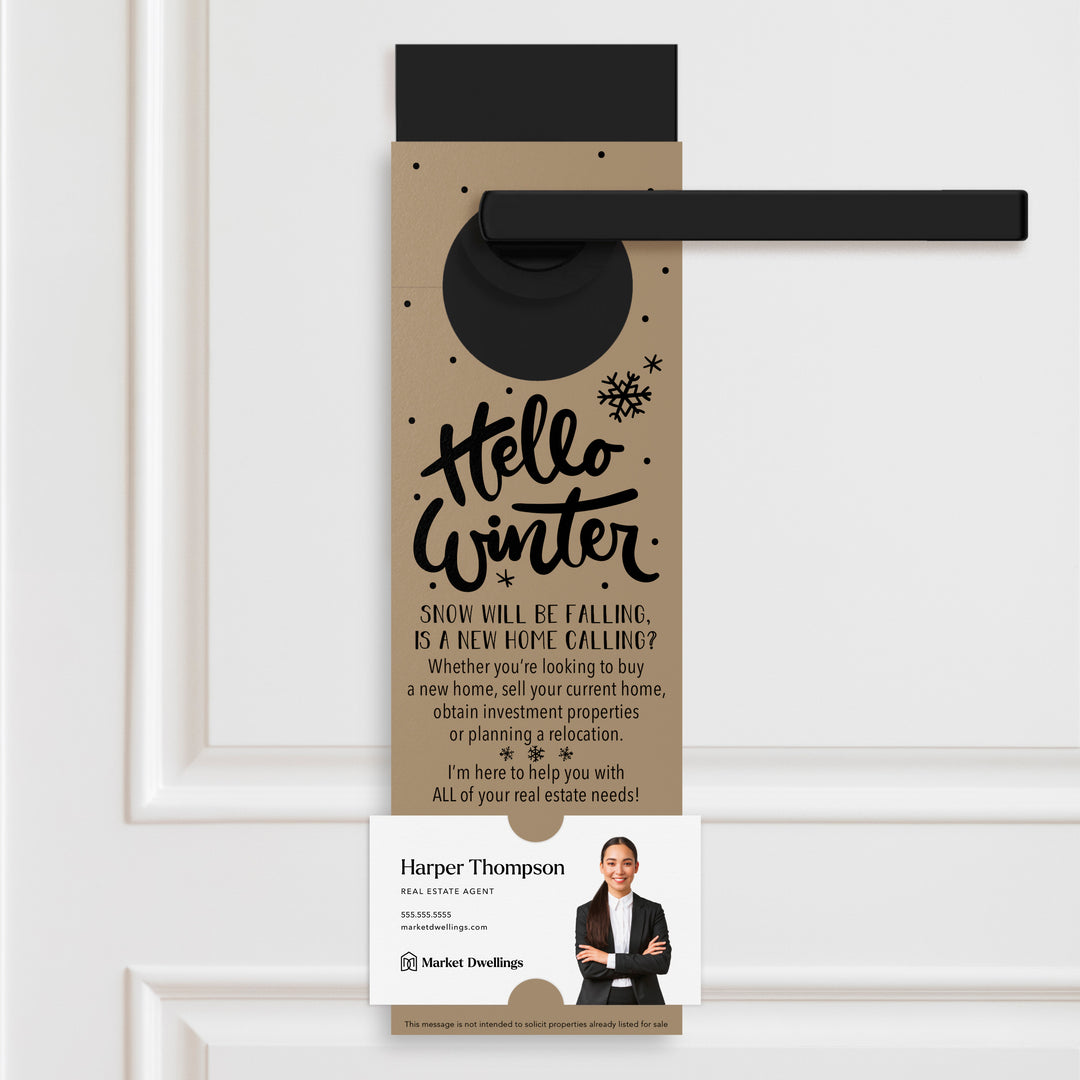 Hello Winter | Real Estate Door Hangers Holiday Door Hanger Market Dwellings KRAFT