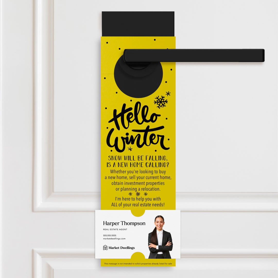 Hello Winter | Real Estate Door Hangers Holiday Door Hanger Market Dwellings LEMON