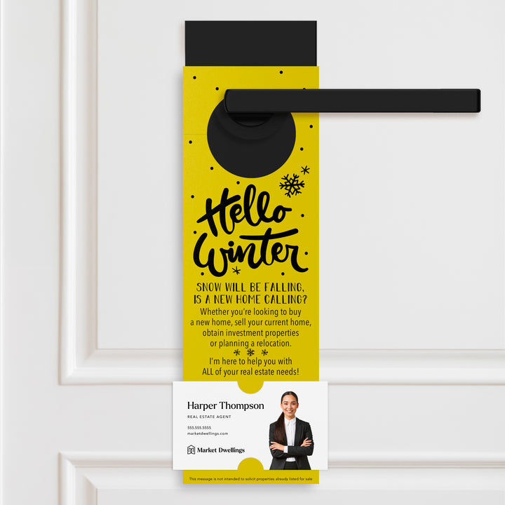 Hello Winter | Real Estate Door Hangers Holiday Door Hanger Market Dwellings LEMON
